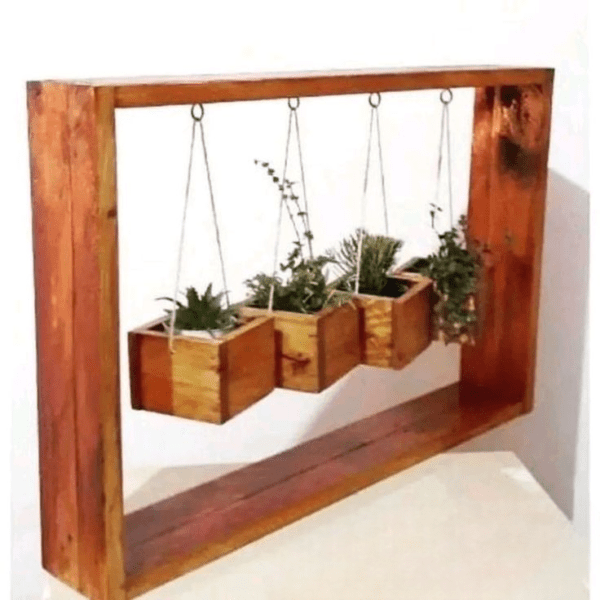 Wooden Hanging Plant Shelf